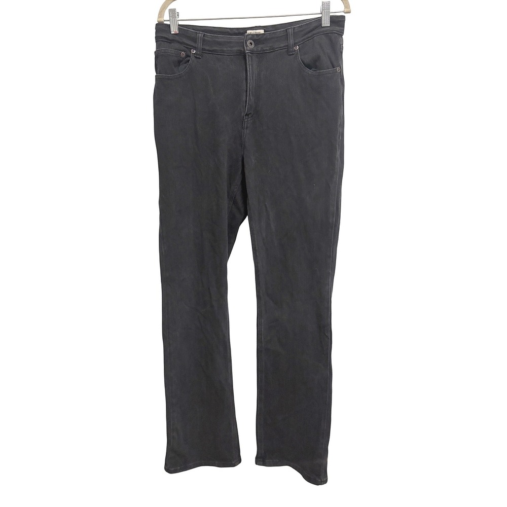 LL Bean Classic Fit Black Denim Straight Leg Jeans Stretch Mid Rise 10 MT